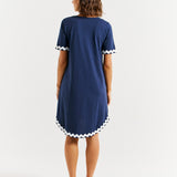 Nyree Dress - Navy/White Ric Rac