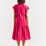 Mari Dress - Red/Pink stripe