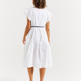 Mari Dress - White/Navy Contrast