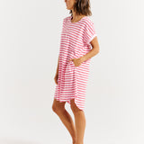 Maxine T-Shirt Dress - Cherry Blossom Stripe