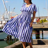 Louisa Dress - Blue Stripe