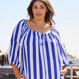 Camilla Blouse - Blue Stripe