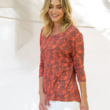 Milan 3/4 Sleeve Top - Animal Print