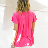 Coral Shirred Tee - Pink