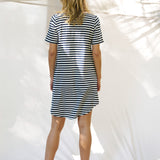 Nyree Dress - Navy Stripe/Pink