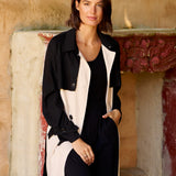 Splice Trench Coat - Black/Ivory