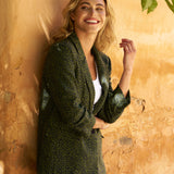 Leopard Jacquard Blazer - Green Leopard Jacquard