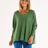 Destiny Relaxed V-Neck Lightweight Knit Jumper - Powder Green