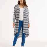 Byron Loose Long Sleeve 100% Australian Cotton Cardigan - Blue/White Stripe