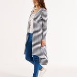 Byron Loose Long Sleeve 100% Australian Cotton Cardigan - Blue/White Stripe