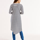 Byron Loose Long Sleeve 100% Australian Cotton Cardigan - Blue/White Stripe