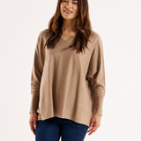 Destiny Relaxed V-Neck Lightweight Knit Jumper - Cream Latte