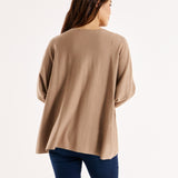 Destiny Relaxed V-Neck Lightweight Knit Jumper - Cream Latte