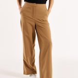 Pamela Mid-High Rise Relaxed Leg Elasticated Pant - Camel