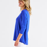 Milan 3/4 Sleeve Top - Vivid Blue