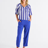 Camilla Blouse - Blue Stripe