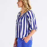 Camilla Blouse - Blue Stripe