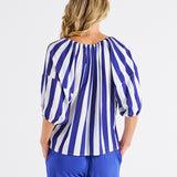 Camilla Blouse - Blue Stripe