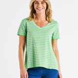 Luella Tee - Green Tea/Cornflower Stripe