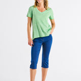 Luella Tee - Green Tea/Cornflower Stripe