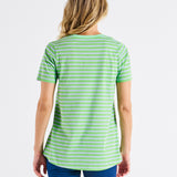 Luella Tee - Green Tea/Cornflower Stripe