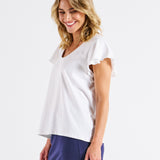 Magnolia Frill Sleeve Top - White