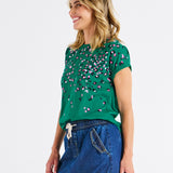 Hailey Short Sleeve Tee - Green Animal Print