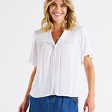 Sandy Shirred Blouse - White