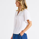 Sandy Shirred Blouse - White