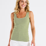 Emma Scoop Tank - Avocado Stripe