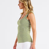 Emma Scoop Tank - Avocado Stripe