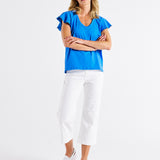 Magnolia Frill Sleeve Top - Powder Blue