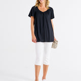 Coral Shirred Tee - Black