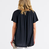 Coral Shirred Tee - Black