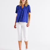 Sandy Shirred Blouse - Blue