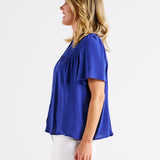 Sandy Shirred Blouse - Blue