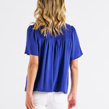 Sandy Shirred Blouse - Blue