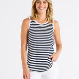 Keira Tank - Navy Stripe/Pink