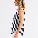 Keira Tank - Navy Stripe/Pink