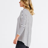 Cowl Neck Bamboo Top - Mono Stripe