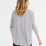 Cowl Neck Bamboo Top - Mono Stripe