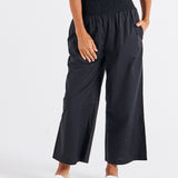 Sevilla Wide Leg Cotton Pant - Black