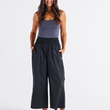 Sevilla Wide Leg Cotton Pant - Black