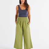 Sevilla Wide Leg Cotton Pant - Pistachio