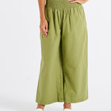 Sevilla Wide Leg Cotton Pant - Pistachio