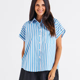 Mara Short Sleeve Shirt - Blue Stripe