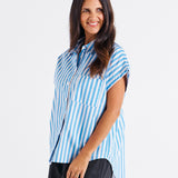 Mara Short Sleeve Shirt - Blue Stripe