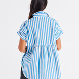 Mara Short Sleeve Shirt - Blue Stripe