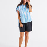 Mara Short Sleeve Shirt - Blue Stripe