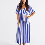 Louisa Dress - Blue Stripe